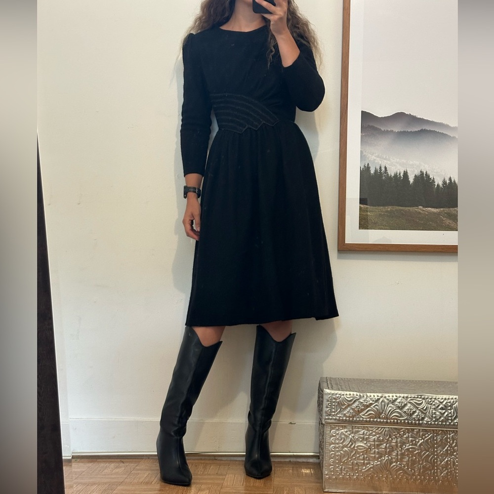 Vintage Black Wool Dress